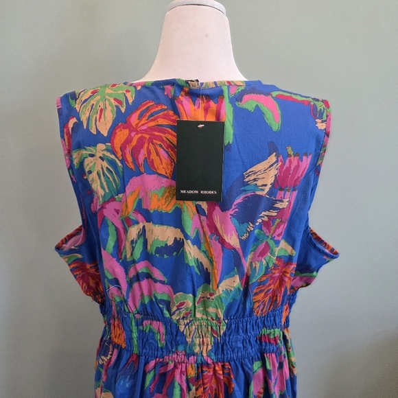 Meadow Rhodes Maxi Dress Sleeveless Boho Size 3X Blue Tropical New With Tags - Picture 11 of 16